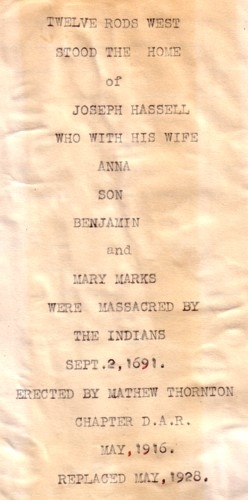 picture of wording on original marker taken from an old scrapbook