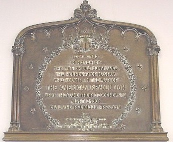 Revolutionary War soldiers plaque in Hunt Memorial Building