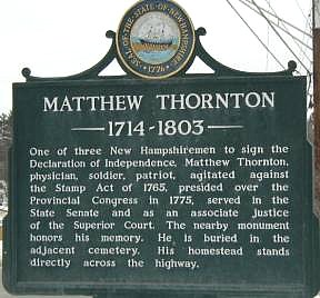 State Marker honoring Matthew Thornton